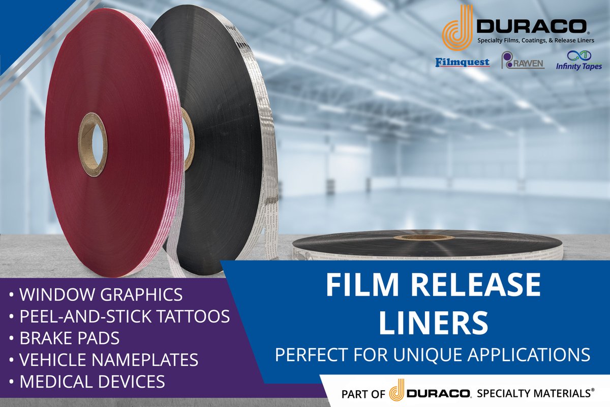 FilmquestGroup's tweet image. Do you have a unique application that requires a custom film release liner? Discover what&apos;s possible when you connect with one of our experts and discuss your one-of-a-kind project! hubs.la/Q03sxpGZ0

#Innovation #FilmReleaseLiners #CreativeApplications