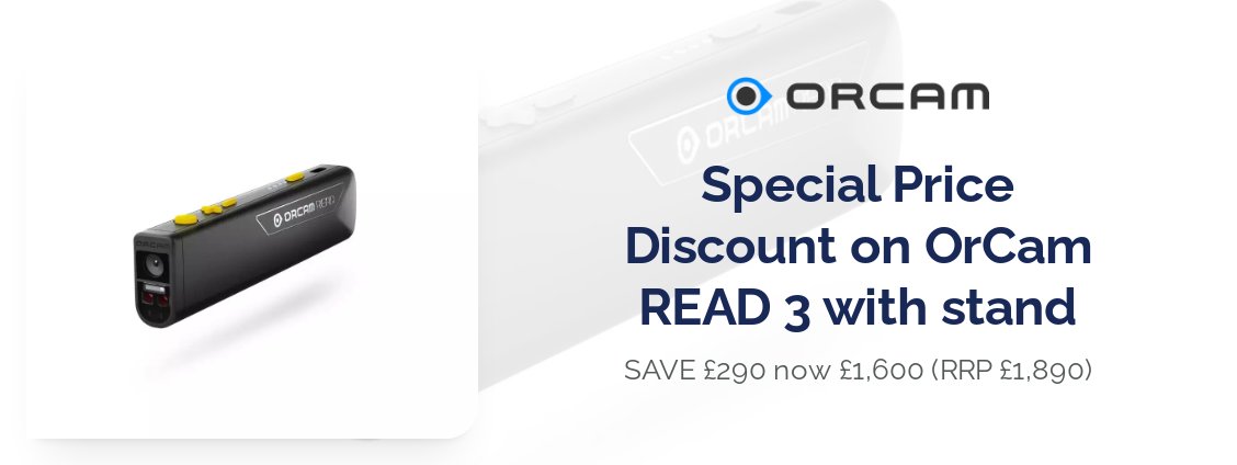It's Day 1 of Sight Village Central!

Available in-person during the event, and for a limited time after the event online, and over the phone - save £290 on the <a href="/OrCam/">OrCam</a> Read 3 with Stand!

Shop OrCam: sightandsound.co.uk/product/orcam-…