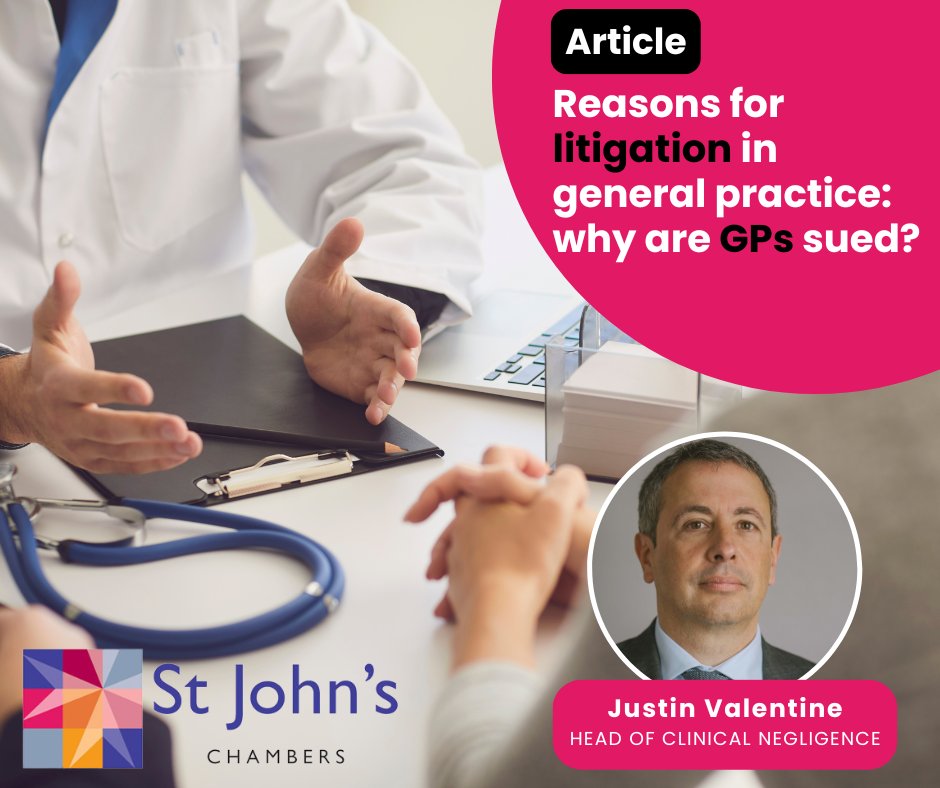 StJohnsChambers's tweet image. 🧾 GPs are regularly cited as defendants in clinical negligence litigation. In this article, Justin Valentine, head of our clinical negligence team, identifies the most common areas of GP hashtag#negligence based on cases with which he has dealt. These are bowel cancer,…