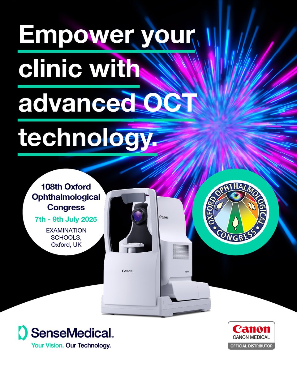sensemedicaluk's tweet photo. Today we are attending the Oxford Ophthalmological Congress! Visit our stand for a demonstration of the Canon Xephilio OCT-S1.

#oxfordcongress #ophthalmology #ophthalmologyequipment https://t.co/dQBFRXo9pq