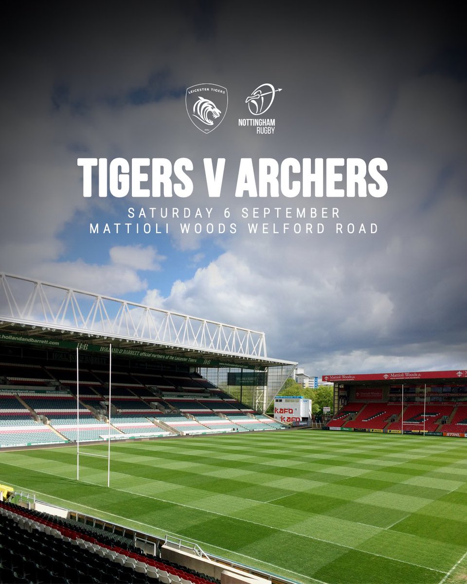 Nottingham Rugby (@nottinghamrugby) on Twitter photo First pre-season fixture confirmed 🤝
We’ll face <a href="/LeicesterTigers/">Leicester Tigers</a> on September 6 at Mattioli Woods Welford Road.
Tickets available from July 22 through our hosts 🎟️ First pre-season fixture confirmed 🤝
We’ll face <a href="/LeicesterTigers/">Leicester Tigers</a> on September 6 at Mattioli Woods Welford Road.
Tickets available from July 22 through our hosts 🎟️