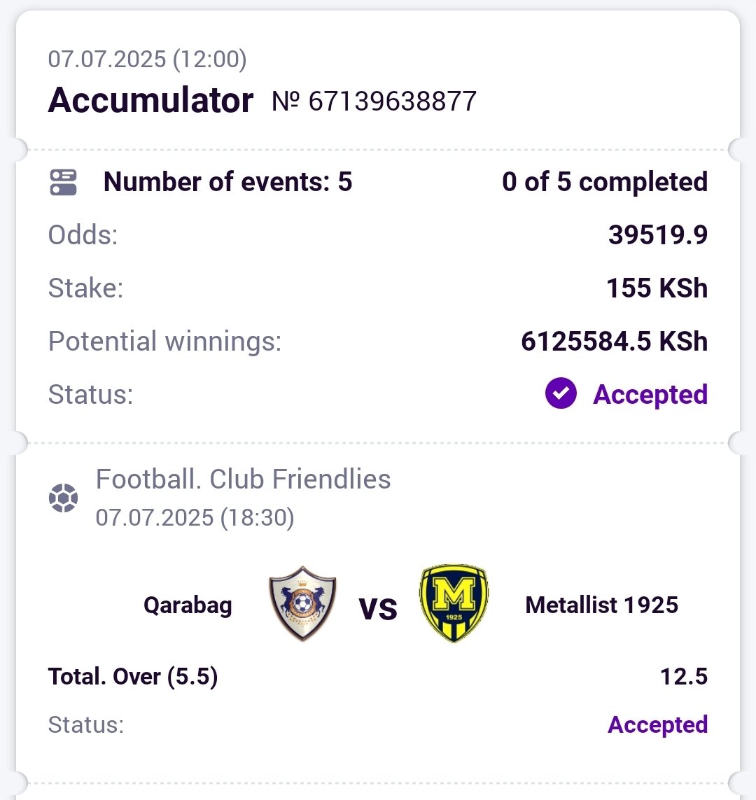 Take a good shot at this masterpiece.
39,519 odds >>> 5 games.

6+ Goal range ✅

HELABET 🟪

Register: cutt.ly/2rEKJVKV
Use Promocode: IPOSIKU

APK 👉 cutt.ly/VrEKKK6

Betting code: UJSR1