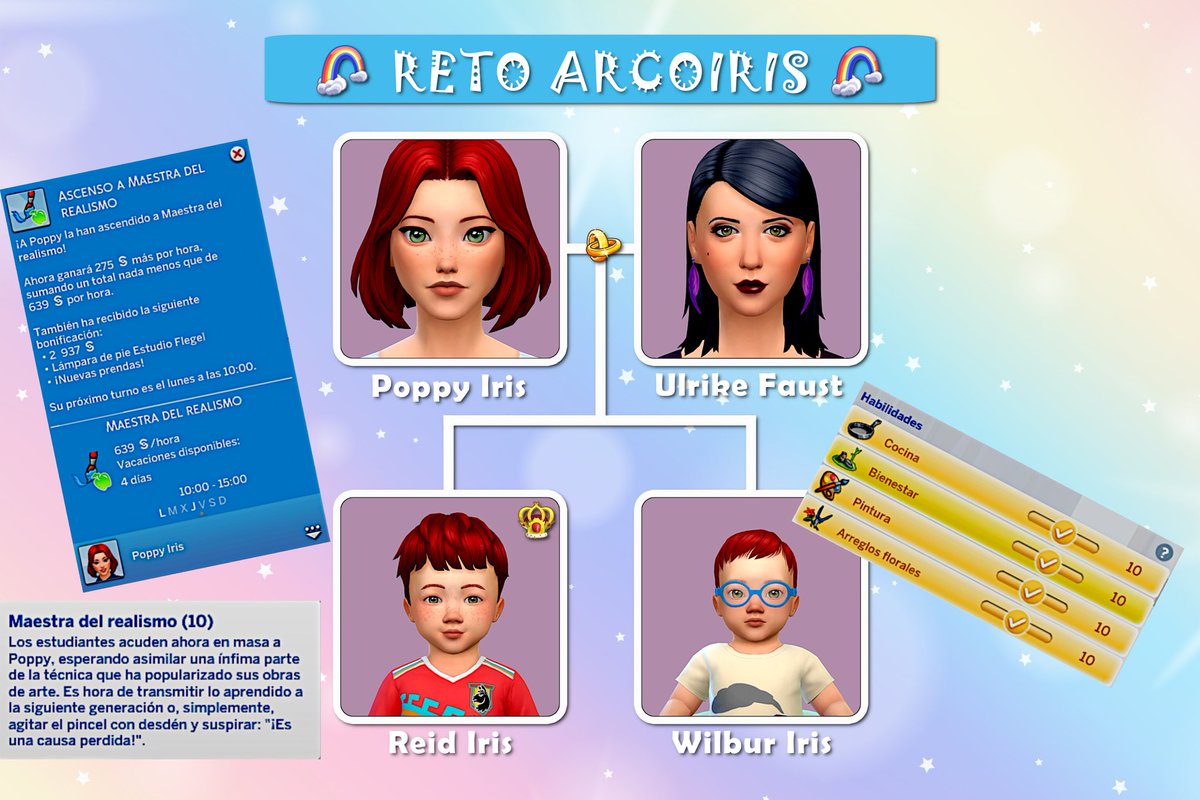 Feliz Lunes de semana HADIL simmers!!🧚🏻‍♀️🧚🏻‍♀️
Mientras hacemos la cuenta atrás para la nueva expa, por aqui os dejo mi gen piloto! Creo q ya lo tenemos todo COMPLETADO 🥳! 
Estará lista Poppy para dejarle las riendas a su segunda generación? 🤭
#RetoArcoiris