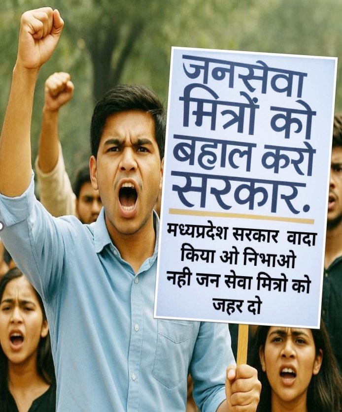 माननीय मुख्यमंत्री <a href="/DrMohanYadav51/">Dr Mohan Yadav</a> जी इतना मत तड़पाओ जन सेवा मित्रो को बहाल करो या जहर दो ।
#जनसेवा_मित्रो_को_बहाल_करो 
<a href="/ChouhanShivraj/">Shivraj Singh Chouhan</a> <a href="/HIRA_ALAWA/">Dr. Hiralal Alawa</a> <a href="/shailendrapinc/">Shailendra Patel</a> <a href="/UmangSinghar/">Umang Singhar</a> <a href="/BHASKARMPC47517/">SAMARTH SAHARA</a> <a href="/MPTakOfficial/">MP Tak</a> <a href="/INCMP/">MP Congress</a> <a href="/CMMadhyaPradesh/">Chief Minister, MP</a> <a href="/pcsharmainc/">P. C. Sharma</a> <a href="/MRNTainguria/">Mayank Ram Narayan Tainguria</a>