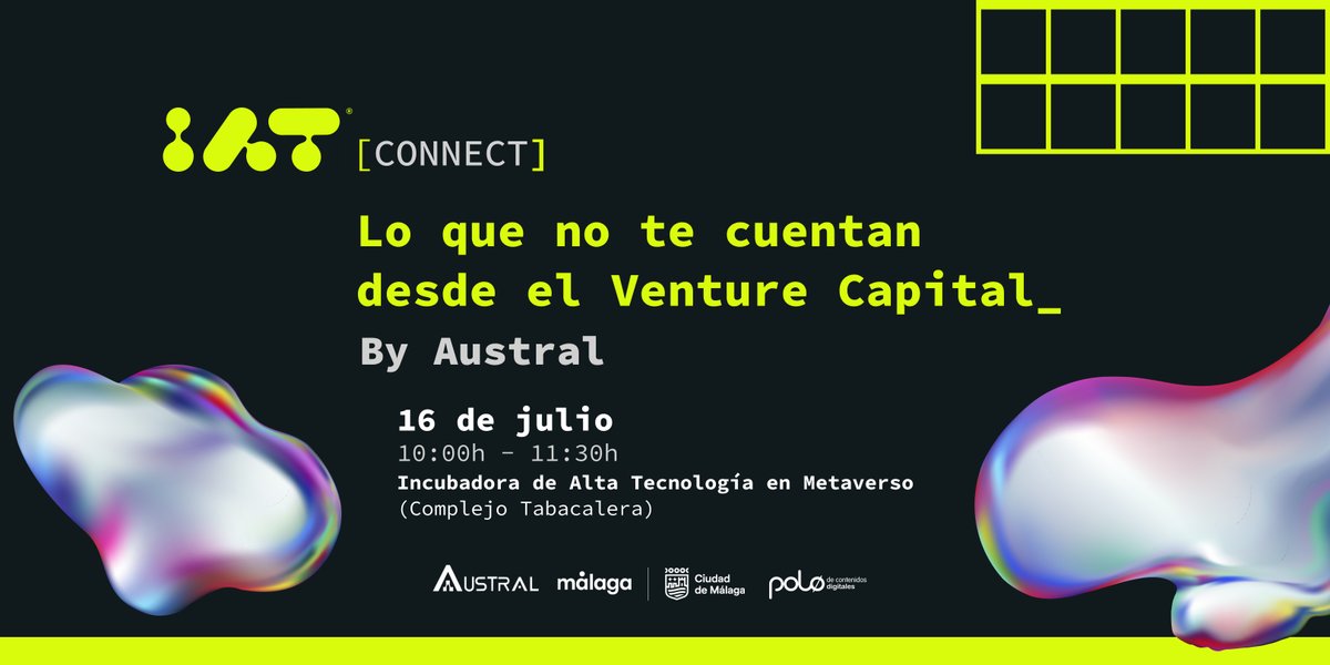 IAT Metaverso (@iatmetaverso) on Twitter photo 🚀 ¿Tienes una startup y buscas inversión? 
El 16 de julio en el Polo Digital de Contenidos , AUSTRAL VENTURE GESTIÓN te cuenta cómo piensan de verdad los fondos de Venture Capital.
📍Patio Ágora en IAT Metaverso | 10:00 h - 11:30 h  
👉Inscríbete aquí: shre.ink/x58z 🚀 ¿Tienes una startup y buscas inversión? 
El 16 de julio en el Polo Digital de Contenidos , AUSTRAL VENTURE GESTIÓN te cuenta cómo piensan de verdad los fondos de Venture Capital.
📍Patio Ágora en IAT Metaverso | 10:00 h - 11:30 h  
👉Inscríbete aquí: shre.ink/x58z