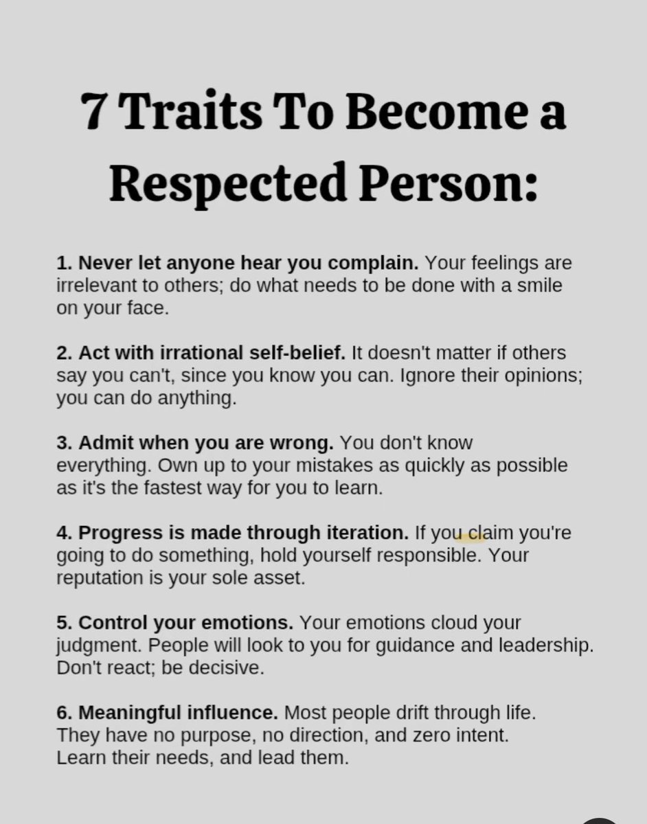 DivineManhood's tweet photo. 7 Traits To Become A Respected Person: https://t.co/tVIqdNsxQX
