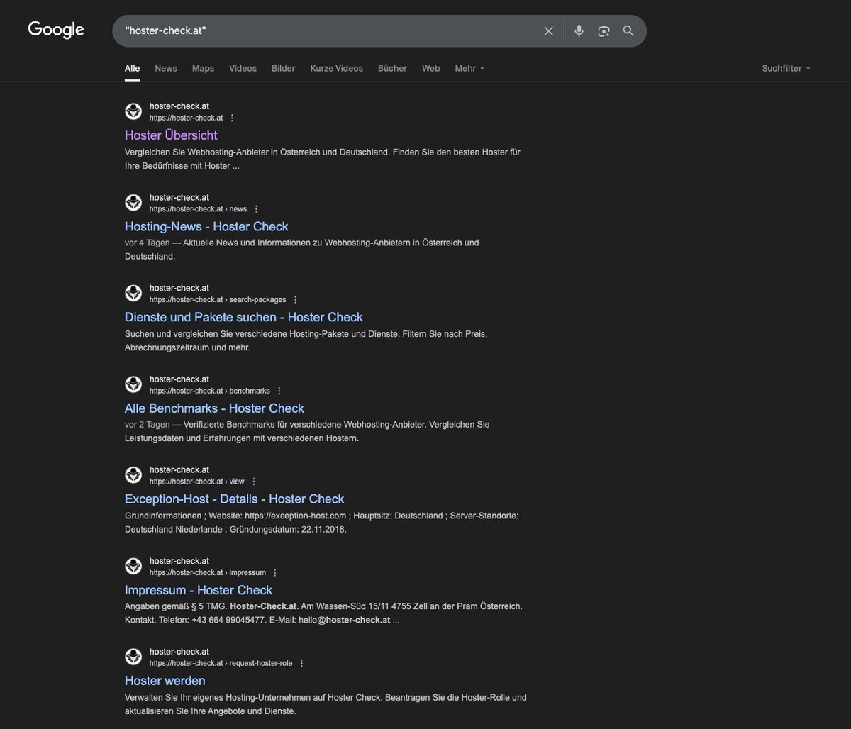 Danke Google, endlich fängt die Indexierung an von hoster-check.at 

Hat zwar bisschen gedauert, wird aber schon :D