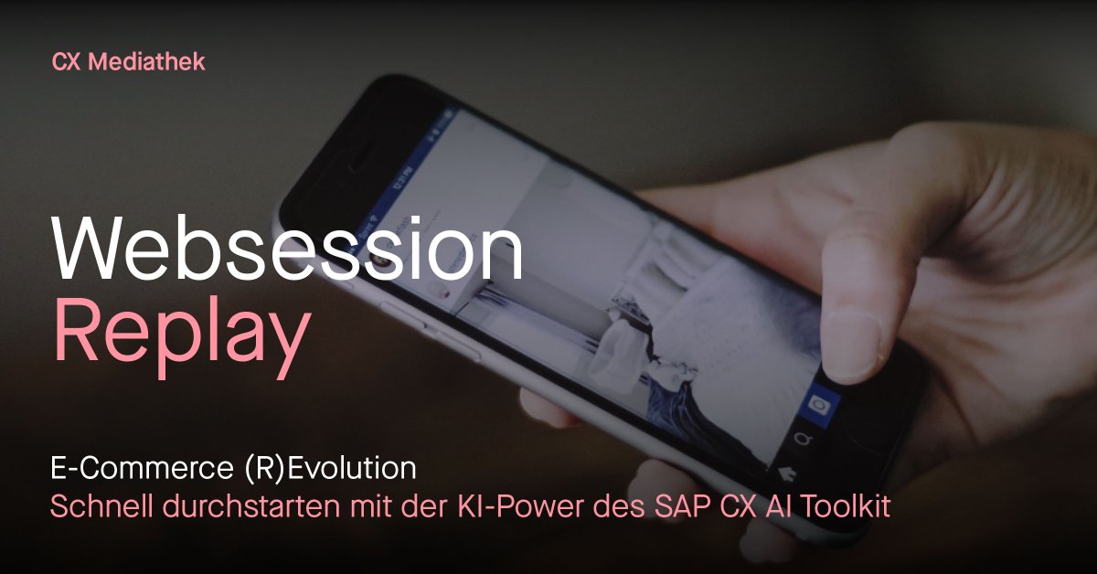 Revolution im E-Commerce: Entdecken Sie die KI-Power des SAP CX AI Toolkit!
Die Zukunft des Online-Handels ist smarter, schneller und effektiver – dank künstlicher Intelligenz! 
👉Jetzt Replay anfordern bit.ly/4jmGfOY und Ihr Online-Geschäft fit machen für die Zukunft.