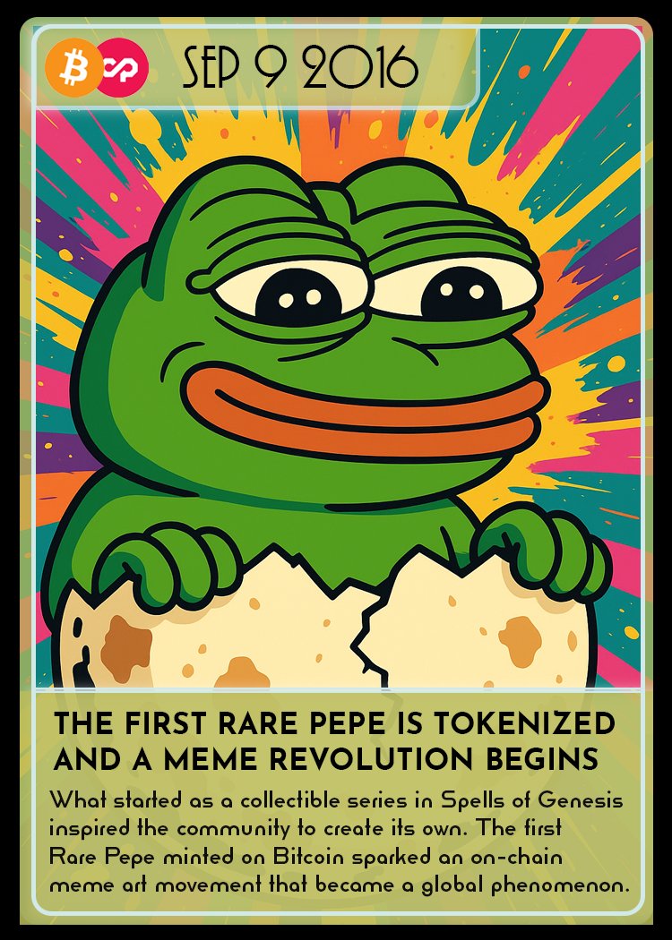 ORBital Marketplace (@orbital_market) on Twitter photo Who wouldn’t know "Pepe the Frog"?
From this famous meme was born Rare Pepe <a href="/rarepepeproject/">THE OFFICIAL RARE PEPE PROJECT</a>, an undeniable OG-SAN in the crypto space! 🐸
Nine years ago, inspired by <a href="/SpellsofGenesis/">Spells of Genesis</a>, Rare Pepe kickstarted the entire #blockchain #meme art movement.
👇Do you own any of these Who wouldn’t know "Pepe the Frog"?
From this famous meme was born Rare Pepe <a href="/rarepepeproject/">THE OFFICIAL RARE PEPE PROJECT</a>, an undeniable OG-SAN in the crypto space! 🐸
Nine years ago, inspired by <a href="/SpellsofGenesis/">Spells of Genesis</a>, Rare Pepe kickstarted the entire #blockchain #meme art movement.
👇Do you own any of these