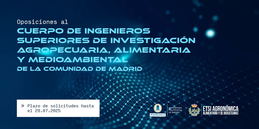 🔴 #Hoy último día para presentar tu solicitud a las Oposiciones al Cuerpo de Ingenieros Superiores de Investigación Agropecuaria, Alimentaria y Medioambiental de la <a href="/ComunidadMadrid/">Comunidad de Madrid</a> 

Más infomación: etsiaab.upm.es/Centro/Gabinet…