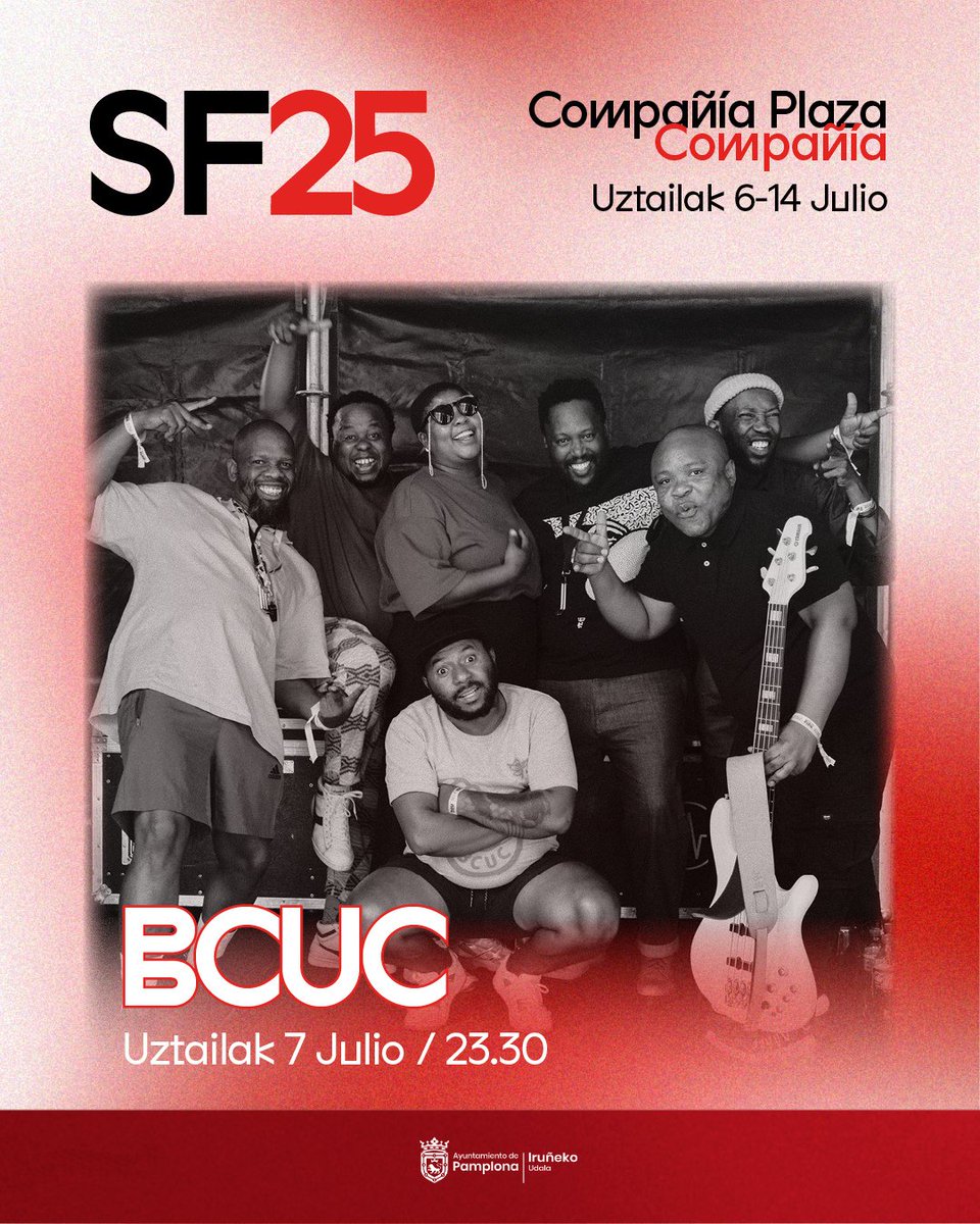 🧑‍🎤La música en euskera de los navarros Janus Lester, por la tarde, y el jazz sudafricano de BCUC animan el escenario de la plaza de Compañía en el día de San Fermín

#Sanfermines2025 #SanferminesPamplona

🔎 +INFO: pamplona.es/actualidad/not…