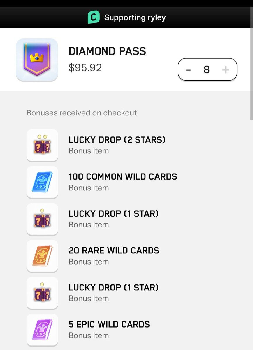 Bought ×8 Diamond Passes 

Code : Ryley

Like this tweet, and I will give someone a pass in the next 24 hours 

<a href="/RyIey42/">RyIey</a>