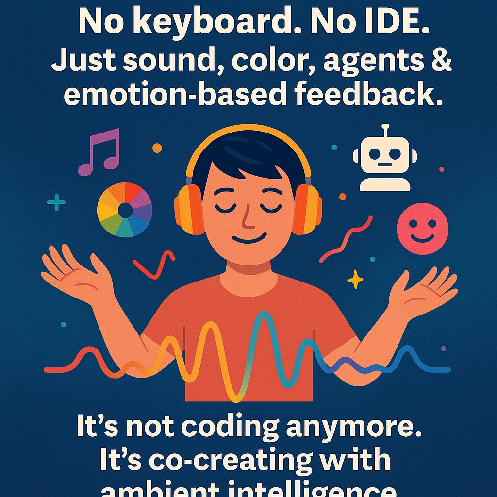 DeepArchivist's tweet image. 🎧 “Vibe Coding is here.”
No keyboard. No IDE.
Just sound, color, agents & emotion-based feedback.
It’s not coding anymore. It’s co-creating with ambient intelligence.
If Mozart and a GPT had a child – it would code like this.
#VibeCoding #NeuroUX #DevFlow…