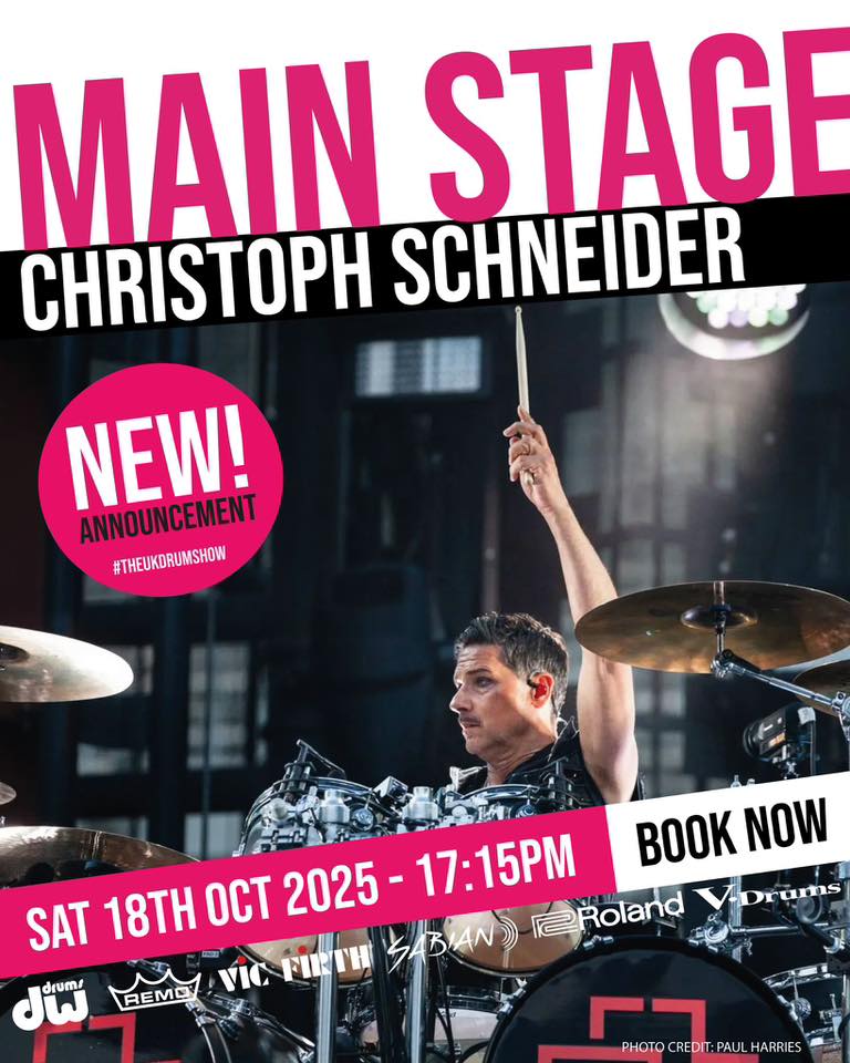 Christoph Schneider of RAMMSTEIN is hitting the Main Stage at <a href="/theukdrumshow/">The UK Drum Show</a> !
October 18, 2025 @ 17:15 - ACC Liverpool, Main Auditorium

Tickets and info: theukdrumshow.com