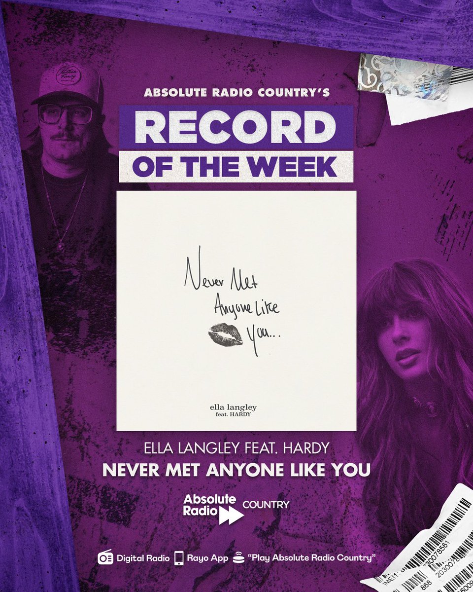 We can't get enough of this song... Introducing Absolute Radio Country's brand-new Record of The Week: @EllaLangleyMsic feat. <a href="/HardyMusic/">HARDY</a> - "Never Met Anyone Like You". 👌