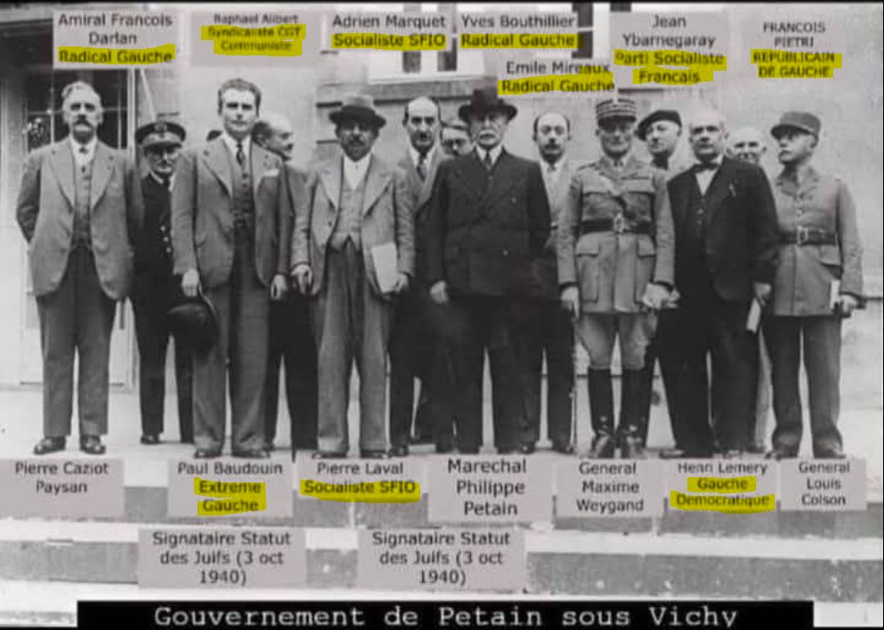 Les Hommes de Gauches dans le Gouvernement de Vichy, en 1940.