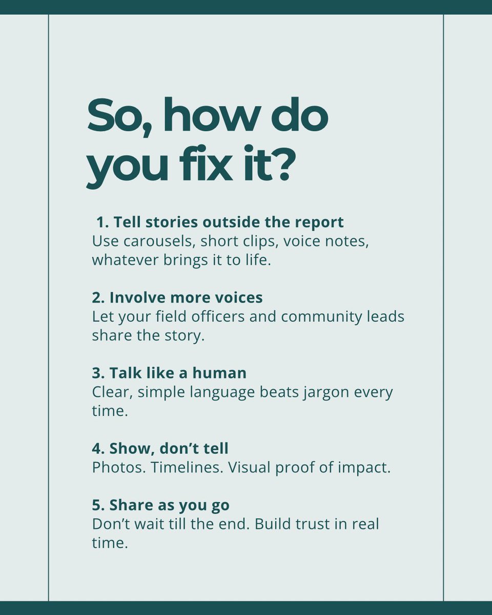 agricPR's tweet image. 👉 Swipe through to see how to fix it.
🔖 Save this for your next team check-in.

Request a Quote: docs.google.com/forms/d/1CdEme…

:
:
:
#DevelopmentComms #NGOCommunication #SocialImpact #DonorReporting #CommsStrategy #ImpactStorytelling #NonprofitMarketing