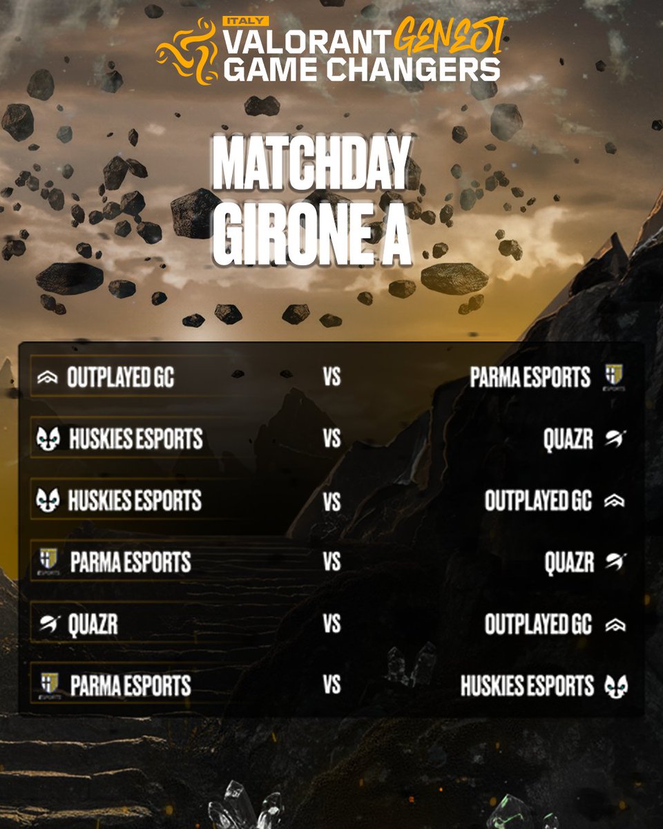 King Esport (@king___esport) on Twitter photo Oggi si decidono le sorti del girone A alle 19:00 su twitch.tv/king_esport ๐ฅ
๐Oggi assisteremo a 3 BO1 del Girone A composto da:
<a href="/1913parmacalcio/">๐๐๐ซ๐ฆ๐ ๐๐๐ฅ๐๐ข๐จ ๐๐๐๐</a>
<a href="/huskies_esports/">HUSKIES ESPORTS</a>
<a href="/Team_Quazr/">Quazr</a>
<a href="/aNc_Outplayed/">aNc Outplayed</a>
โน๏ธPer tutte le info e orari: app.kingesport.com/tournaments/01โฆ
#GameChangersItaly Oggi si decidono le sorti del girone A alle 19:00 su twitch.tv/king_esport ๐ฅ
๐Oggi assisteremo a 3 BO1 del Girone A composto da:
<a href="/1913parmacalcio/">๐๐๐ซ๐ฆ๐ ๐๐๐ฅ๐๐ข๐จ ๐๐๐๐</a>
<a href="/huskies_esports/">HUSKIES ESPORTS</a>
<a href="/Team_Quazr/">Quazr</a>
<a href="/aNc_Outplayed/">aNc Outplayed</a>
โน๏ธPer tutte le info e orari: app.kingesport.com/tournaments/01โฆ
#GameChangersItaly