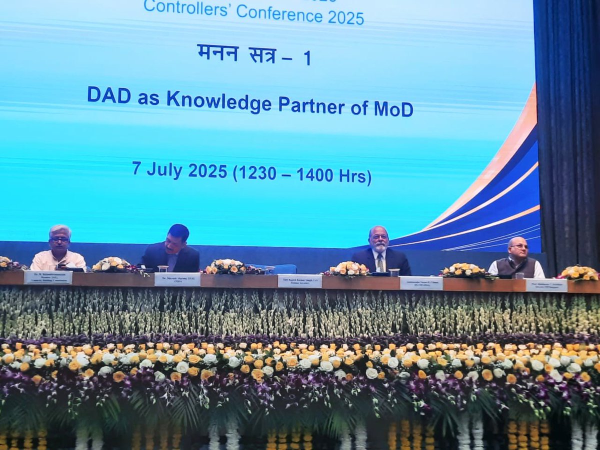 DG <a href="/SujanChinoy/">Sujan Chinoy</a> addressed Controllers' Conference 2025 on "Defence Accounts Department as a Knowledge Partner of MOD" at DRDO auditorium.He highlighted role of defence accounts at intersection of budgetary finance, economic growth, R&amp;D &amp; emerging challenges in an uncertain world.