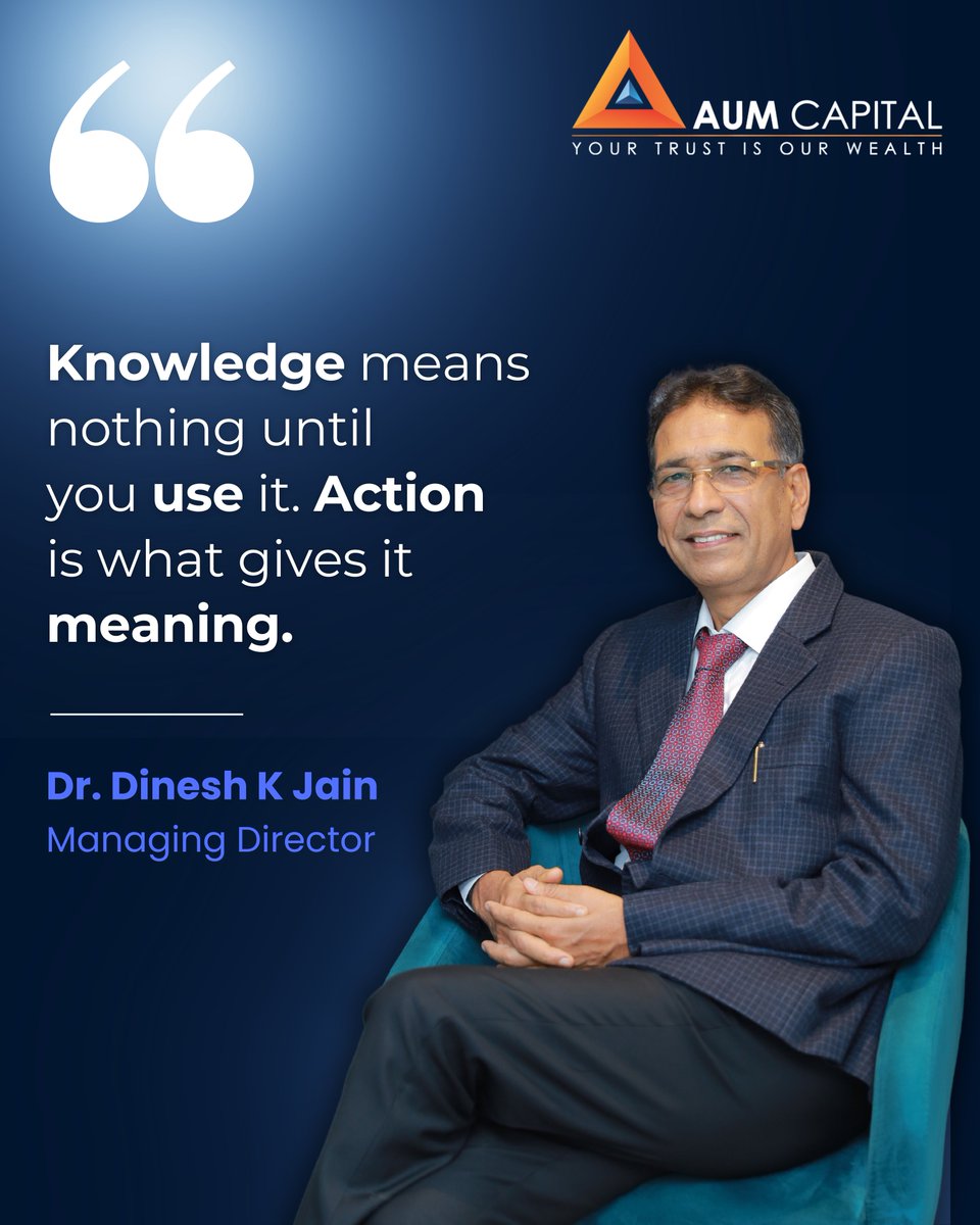 AUM Capital Market (@aumcap) on Twitter photo Knowledge alone doesn’t drive change - action does. A timeless insight from our MD, <a href="/dineshjain61/">Dinesh K Jain</a>, reminding us that the true worth of wisdom lies in its execution!
#LeadershipInsight #FromKnowledgeToAction #GuidedByWisdom #MondayMotivation #AUMCapital Knowledge alone doesn’t drive change - action does. A timeless insight from our MD, <a href="/dineshjain61/">Dinesh K Jain</a>, reminding us that the true worth of wisdom lies in its execution!
#LeadershipInsight #FromKnowledgeToAction #GuidedByWisdom #MondayMotivation #AUMCapital
