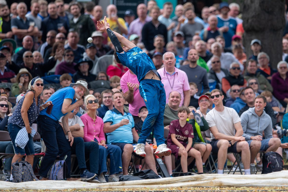 A dramatic effort to try and complete a catch on the boundary at Chesterfield yesterday by Pat Brown.

Brown took his 50th all format wicket for <a href="/DerbyshireCCC/">Derbyshire CCC</a> during this game.