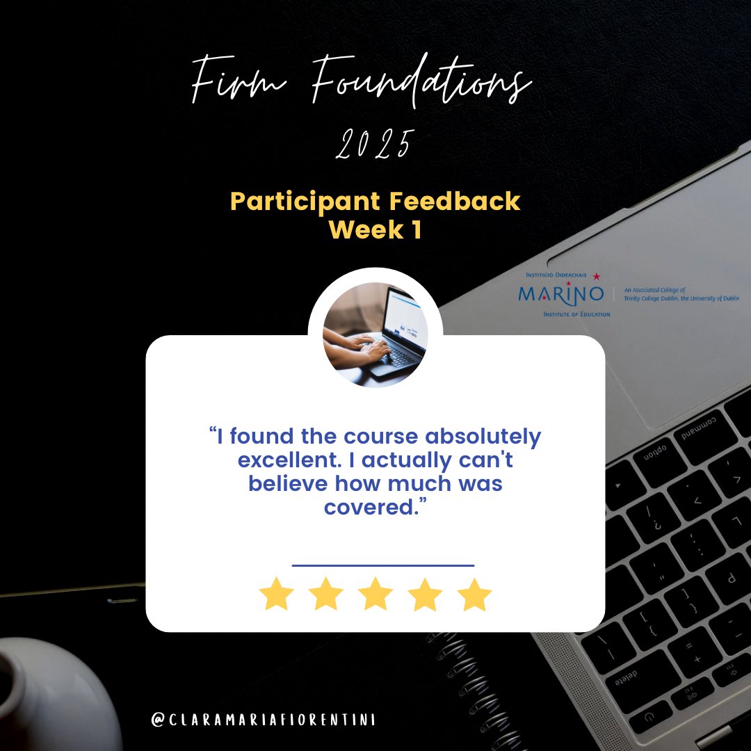 And just like that we are into week two of online summer course facilitation <a href="/MarinoInstitute/">MIE</a> 💻👏 Delighted that participants are enjoying Firm Foundations! Registration open until July 25th 🔗 mie.ie/en/study_with_…