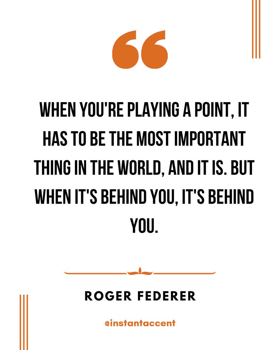 We love this from Roger Federer. 💪 Don't get caught up in what has gone before, the most important thing is RIGHT NOW!

We feel like in auditions and when on stage, night after night, this could be particularly useful in remembering the power of the MOMENT. 🤌