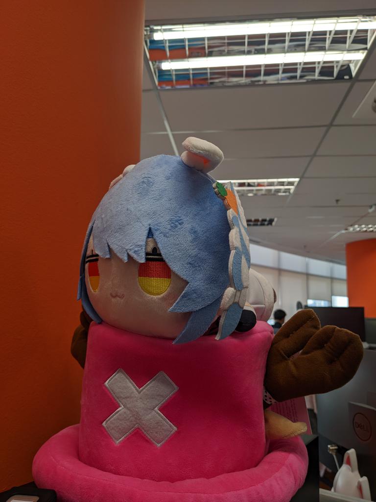 QamaQama's tweet image. My office friends got me pekora plushies cuz that is my whole personality at work