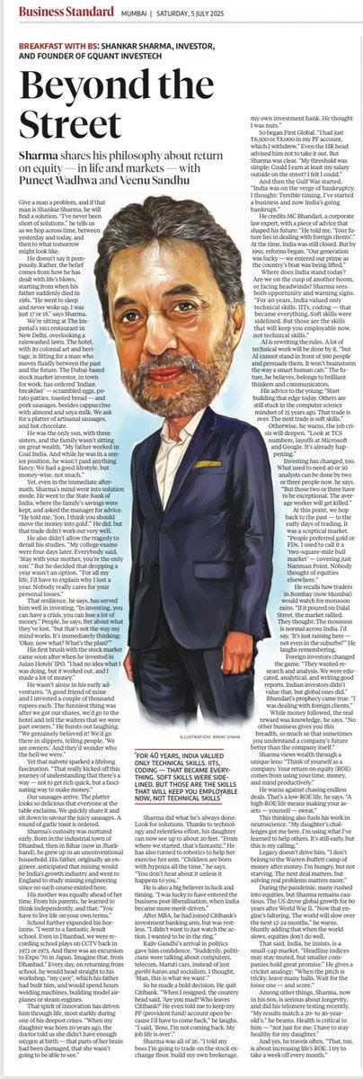 1shankarsharma's tweet image. My interaction with Business Standard's Feature " Breakfast with BS".
Amongst other things, I discuss two things
1. How having a problem solving/ 'looking for solutions'- mindset works wonders
2. My self-made concept of improving Life's Return on Equity ( RoE), hence, LIFE's…