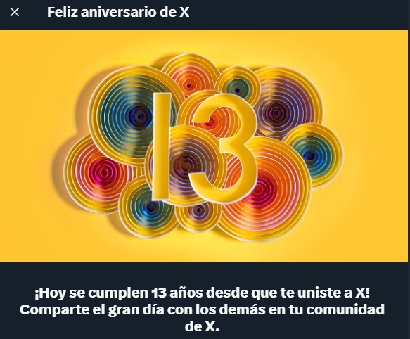 13 años en Twitter, lastima que aqui no se monetiza, nunca Twitter me ha bloqueado, saben porque? cero comentar: política, xenofobias, y otras ridiculeces, solo digo Twitter no es Tik Tok ni instagram, es un sitio de información y entretener, asi o mas claro !!🥳