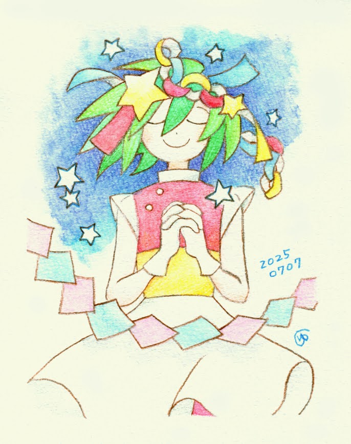 yuttarido's tweet image. 七夕なのでポップンミュージックのさらさちゃんを描きました🎋🌌