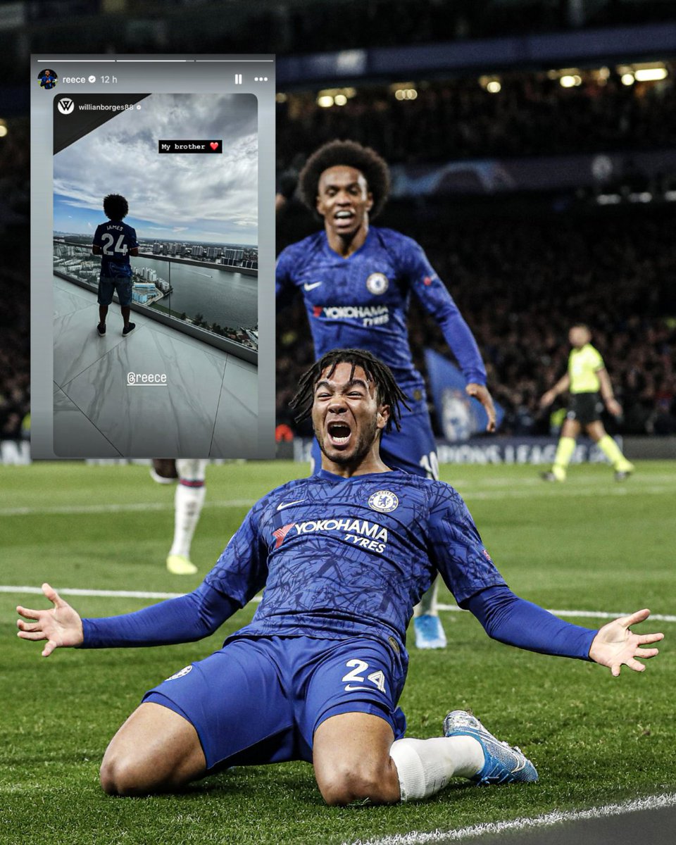 Willian still supporting his former teammate Reece James on his Instagram 💙
