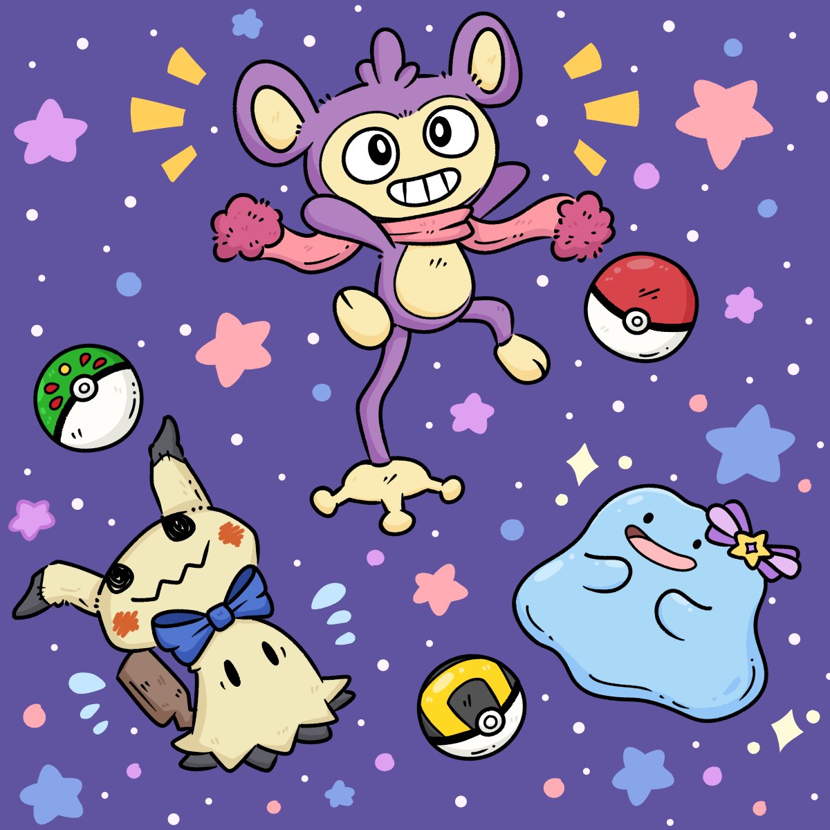 kammybale's tweet image. Personal Pokémon team

#pokemonart #aipom #mimikyu #ditto