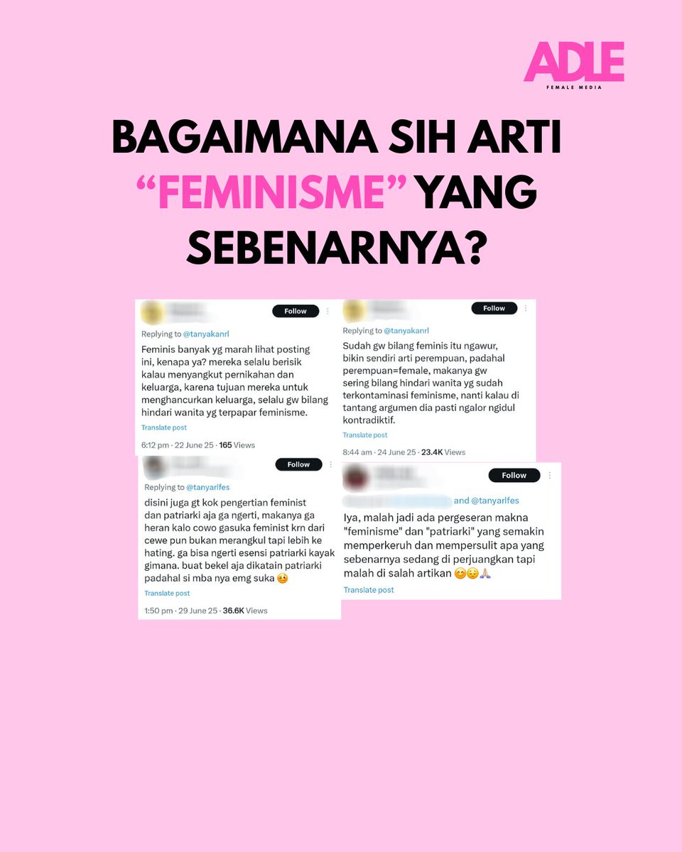 adlemedia's tweet photo. Feminisme itu bukan tentang cewek pengen ngalahin cowok.
Tapi tentang semua orang punya hak yang sama—tanpa harus diatur label gender.
Yuk belajar bareng, bukan saling nyinyir.
#FeminismeItuKeren #GenZBerpikir #kritistanpabully #adlemedia https://t.co/81t3Q9pJnR