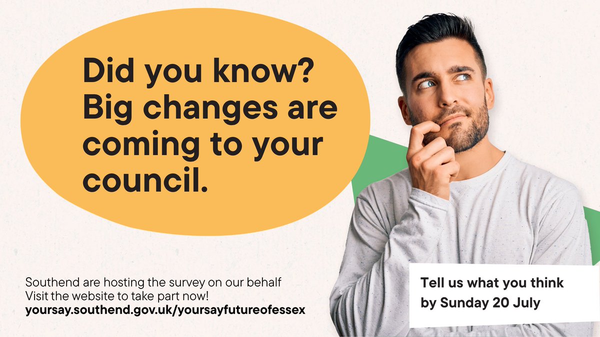 Big changes are coming to local government. In 3 years’ time, the 15 councils in Essex will be replaced by a smaller number of unitary authorities. We're working on options &amp; we can’t make important decisions about the future without you. 

Take the survey shorturl.at/hapld