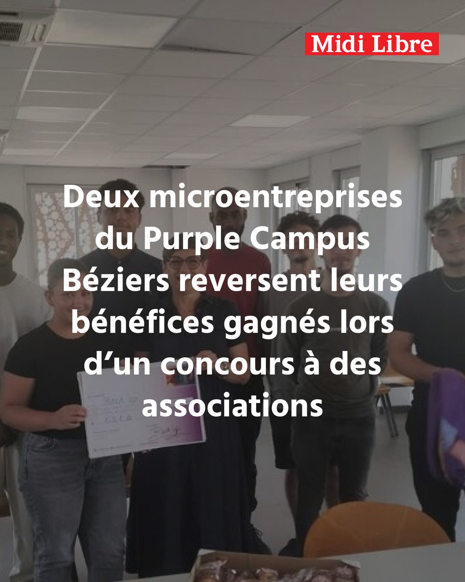 Recycler, ça paye ! : Deux microentreprises du Purple Campus Béziers reversent leurs bénéfices gagnés lors d’un concours à des associations
➡️ l.midilibre.fr/iCNX