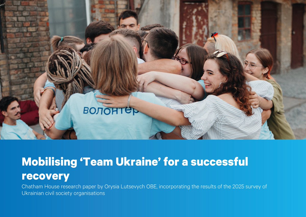 Ukraine Forum (@chukraineforum) on Twitter photo 📢NEW research | Mobilizing 'Team Ukraine'🇺🇦 for a successful recovery
Produced for #URC2025, this <a href="/ChathamHouse/">Chatham House</a> paper by <a href="/Orysiaua/">Orysia Lutsevych</a> makes the case that inclusive & citizen-led recovery is the route to a prosperous & secure future of Ukraine.
📑Read more: chathamhouse.org/2025/07/mobili… 📢NEW research | Mobilizing 'Team Ukraine'🇺🇦 for a successful recovery
Produced for #URC2025, this <a href="/ChathamHouse/">Chatham House</a> paper by <a href="/Orysiaua/">Orysia Lutsevych</a> makes the case that inclusive & citizen-led recovery is the route to a prosperous & secure future of Ukraine.
📑Read more: chathamhouse.org/2025/07/mobili…