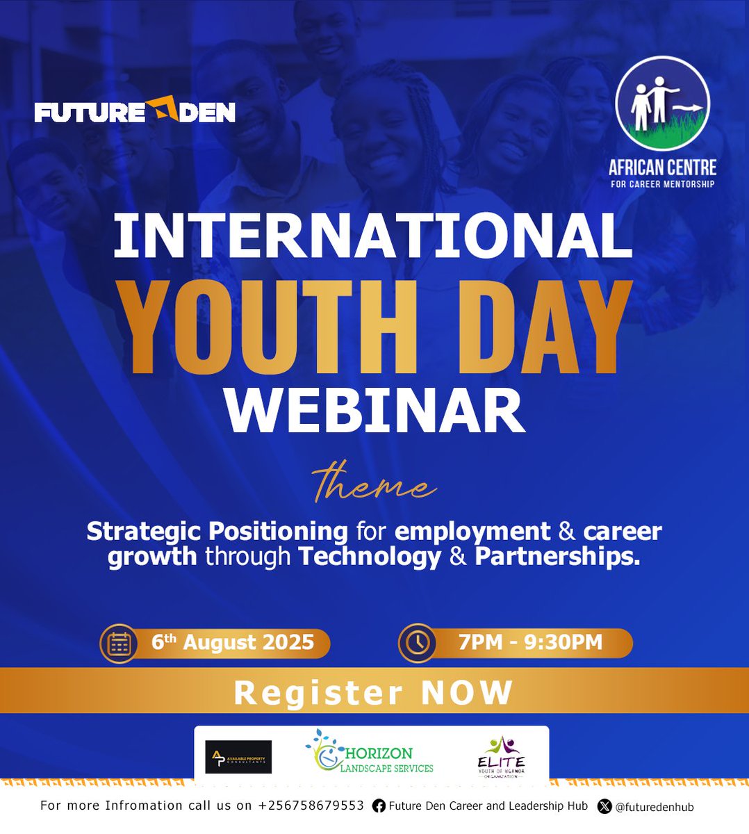 futuredenhub's tweet image. πWeβre thrilled to host a special extended webinar this August in commemoration of International Youth Day(IYD)
Be a part of the conversation.
π Register now
danmusinguzi.kit.com/futureden
#IYD2025 #FutureDen #CareerGrowth
