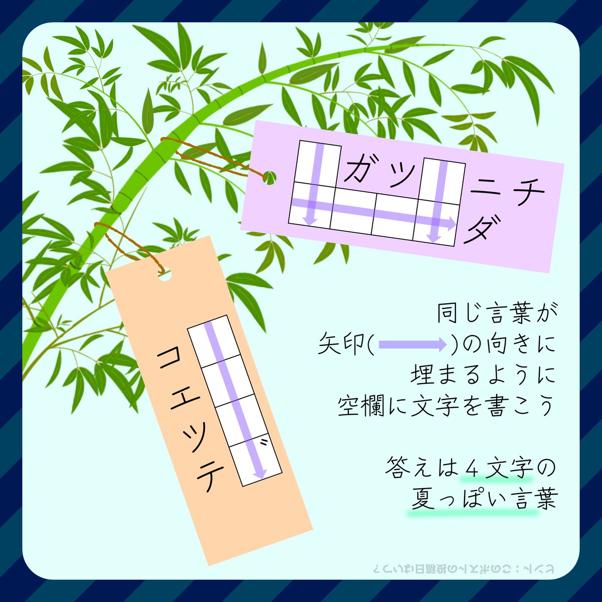 mofukun_cp's tweet image. 今日ならではの謎解きです🎋
解説はALTに