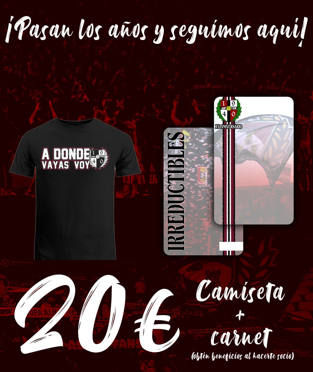 abpfans1940's tweet image. PASAN LOS AÑOS Y SEGUIMOS AQUI ‼️

Esta temporada es nuestro XV aniversario, durante el año iremos publicando el material y las actividades que se realizarán con motivo del aniversario.

CAMISETA + CARNET 20€ 

#XVAniversario #ABPFANS #Irreductibles
