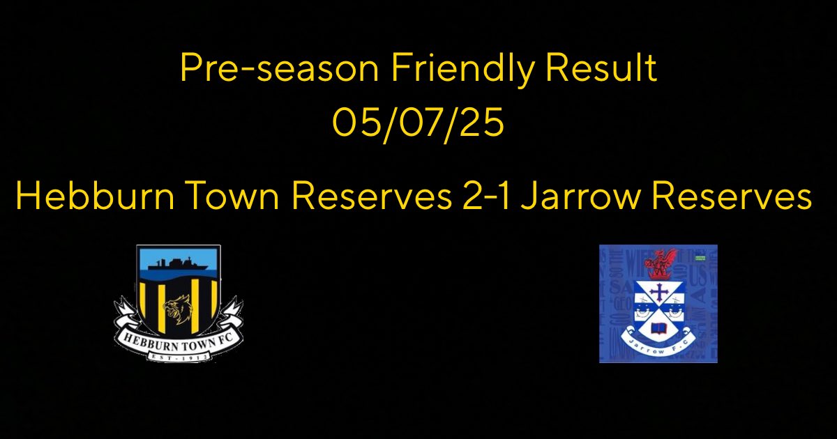 Hebburn Town Reserves (@townreserves) on Twitter photo A first pre-season win for the lads as we edge <a href="/JarrowReserves/">Jarrow FC Reserves</a> 2-1 after goals from Mitch Dixon and Kyle Harrison 💪
#WeAreHebburnTown🐝 A first pre-season win for the lads as we edge <a href="/JarrowReserves/">Jarrow FC Reserves</a> 2-1 after goals from Mitch Dixon and Kyle Harrison 💪
#WeAreHebburnTown🐝