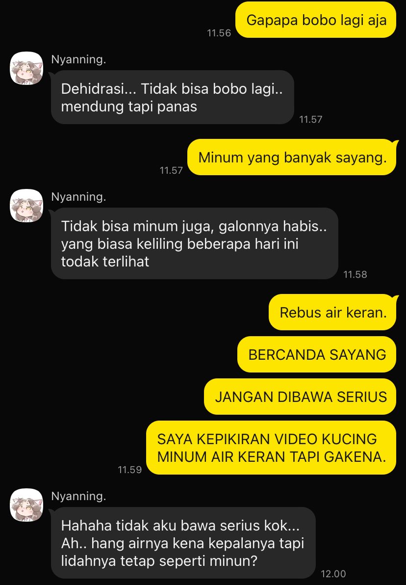 offreigns's tweet image. Nyanning disuruh minum air keran.