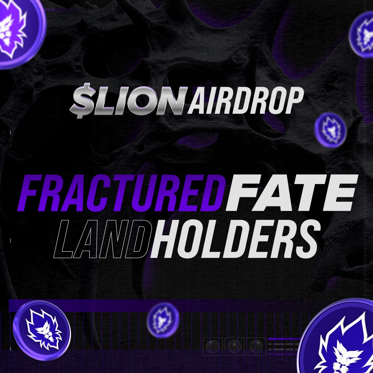 ⛰️ Fractured Fate holders, Are you ready for the $LION airdrop?
✅ Ensure that your "Crypto.com Land - Fractured Fate" NFTs are in your Crypto.com NFT account or non-custodial wallets before the snapshot date window
✅ NFT packs have to be opened
✅
