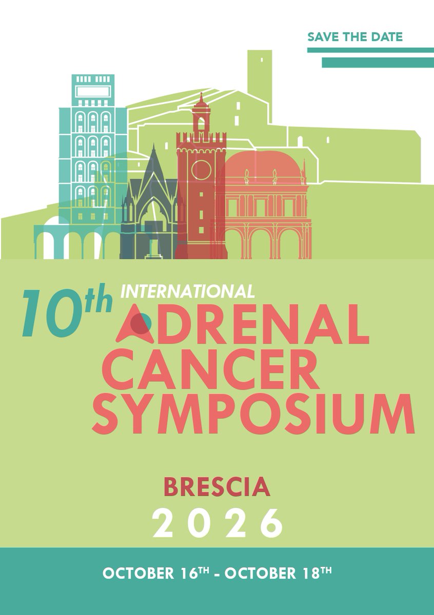 European Network for the Study of Adrenal Tumours (@ensat_news) on Twitter photo 📢 SAVE THE DATE - The 10th International Adrenal Cancer Symposium will take place in Brescia (Italy) 16-18 October 2026! Mark your calendars and spread the voice #adrenalcancer #cureACC #adrenaltumour #ENSAT <a href="/LetsCureAcc/">Let's cure ACC</a> <a href="/A5_Adrenal/">A5_AdrenalAlliance</a> 📢 SAVE THE DATE - The 10th International Adrenal Cancer Symposium will take place in Brescia (Italy) 16-18 October 2026! Mark your calendars and spread the voice #adrenalcancer #cureACC #adrenaltumour #ENSAT <a href="/LetsCureAcc/">Let's cure ACC</a> <a href="/A5_Adrenal/">A5_AdrenalAlliance</a>