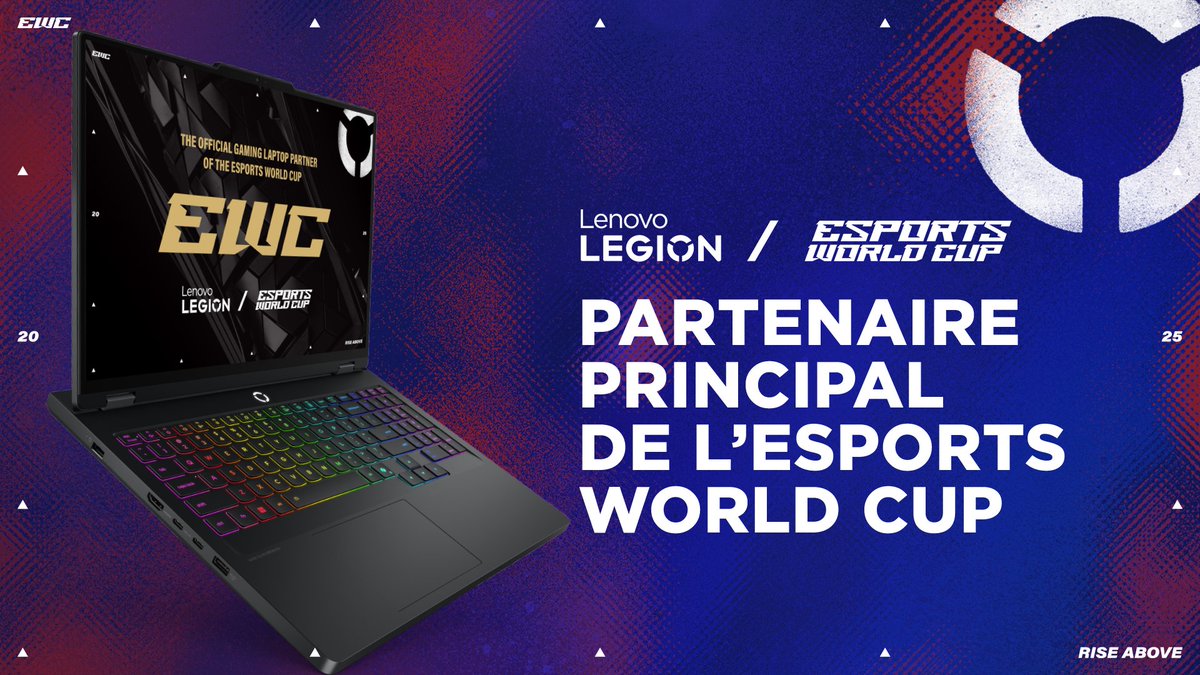 Lenovo France (@lenovofr) on Twitter photo Nous sommes fiers d’annoncer que nous sommes le partenaire principal de l'<a href="/EWC_EN/">Esports World Cup</a> 2025
Des salles d'entraînement aux arènes de tournoi, les athlètes repousseront leurs limites grâce aux ordinateurs, écrans et périphériques Lenovo Legion.
#LegionxEWC #ReachYourImpossible Nous sommes fiers d’annoncer que nous sommes le partenaire principal de l'<a href="/EWC_EN/">Esports World Cup</a> 2025
Des salles d'entraînement aux arènes de tournoi, les athlètes repousseront leurs limites grâce aux ordinateurs, écrans et périphériques Lenovo Legion.
#LegionxEWC #ReachYourImpossible
