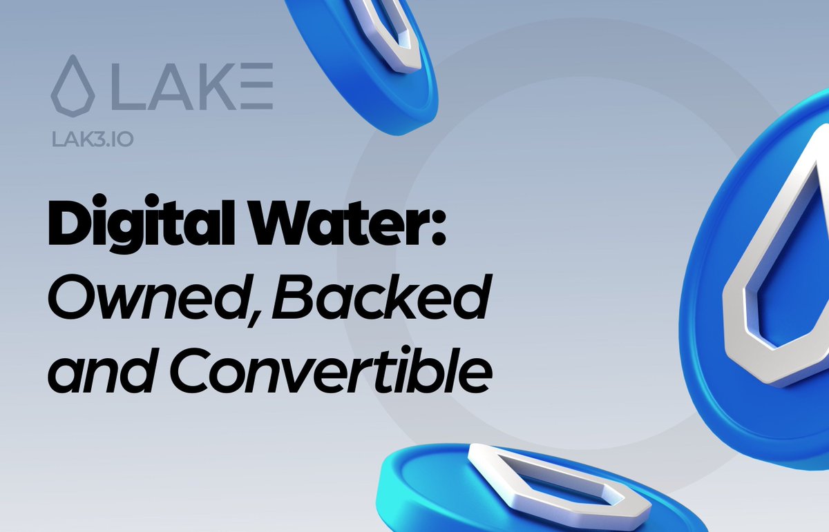🚀 Strategic Reasons to Own Digital Water: 

🔁 Fixed or Renewable Volumes 
💧 Digitally Owned, Physically Backed &amp; Convertible into Real Water
🚫 Not Bottled. Not Stored. It’s Owned. 
💻 Monitored, Stored &amp; Managed on the LAKE Platform

#RWA #DigitalWater #AssetClass #LAK3