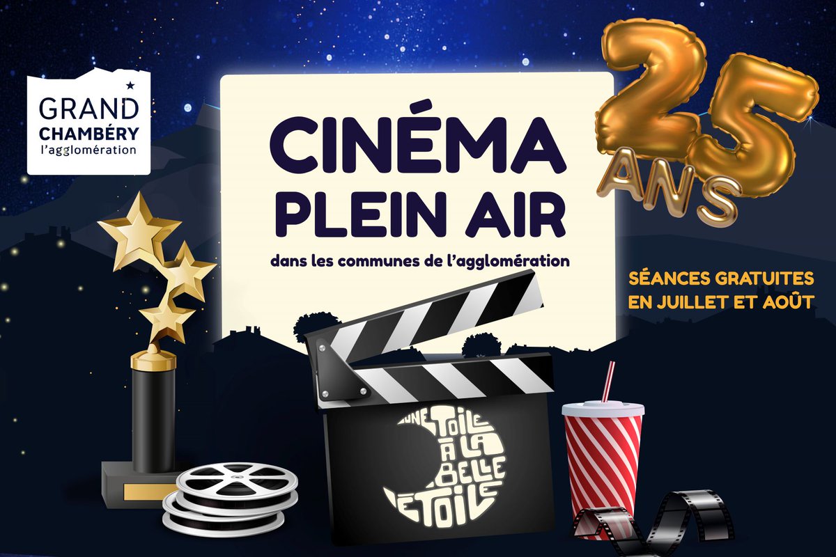 #rappel 🍿 Vivez l'été autrement avec le programme riche et varié d'une Toile à la belle étoile  : 10 films, 24 séances gratuites réparties dans 16 communes du territoire 📽️🤩🌙. Programme de la semaine sur 👉 tinyurl.com/2ep7u4de