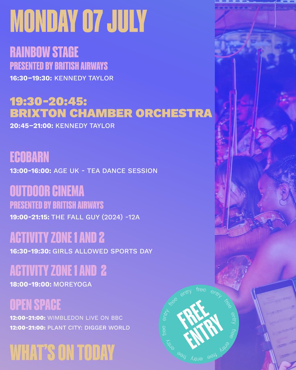 bstopenhouse's tweet image. Welcome back to @bstopenhouse 2025 for day 5! Join us at London's Hyde Park for a range of free events, activities and more 🥳
For more information, visit bst-hydepark.com
#OpenHouse #BSTHydePark #OutdoorEvent