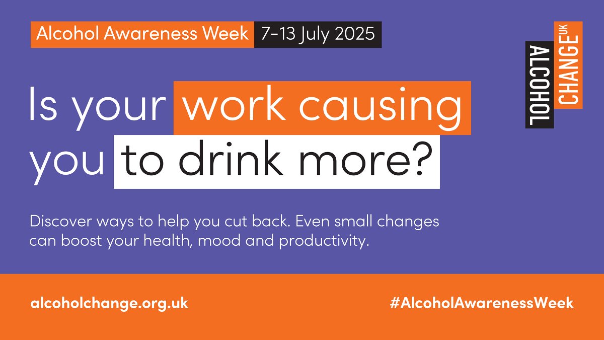 For #AlcoholAwarenessWeek this year, the focus is on Alcohol and Work. We're supporting <a href="/AlcoholChangeUK/">Alcohol Change UK</a> to explore the link between alcohol and the workplace. 

Learn more about Alcohol Change UK: orlo.uk/iV30i