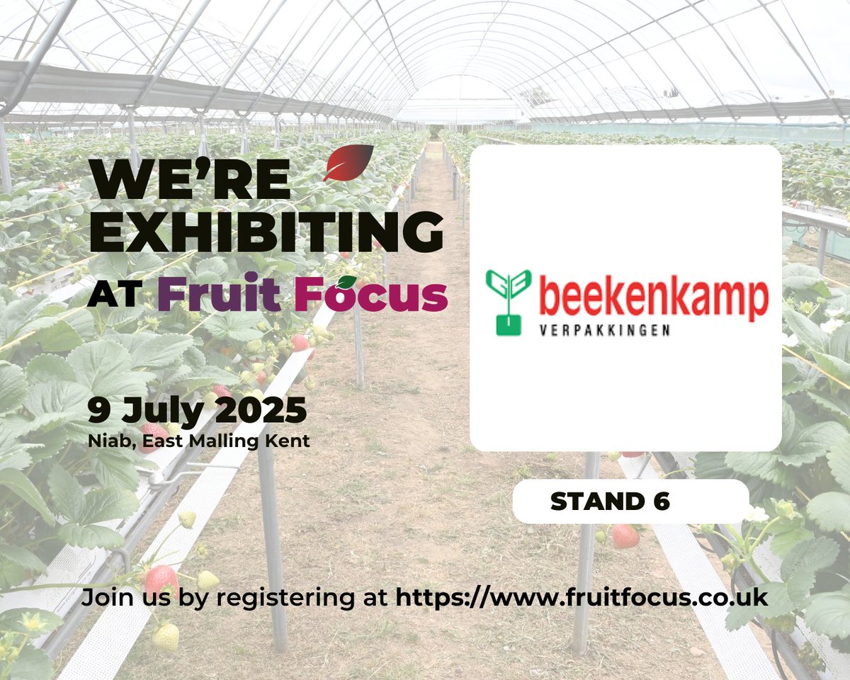 Starting July 9, we will be back at Fruit Focus in East Malling, Kent.

We look forward to seeing you there 😃

#Fruitfocus2025 #Cultivation #Beekenkampverpakkingen #Kent
